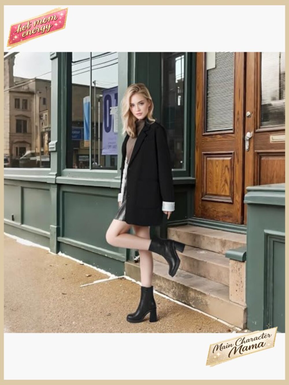 Platform Gogo Ankle Boots Chunky Block Heel Square Toe Zipper Side Winter - Picture 3 of 7